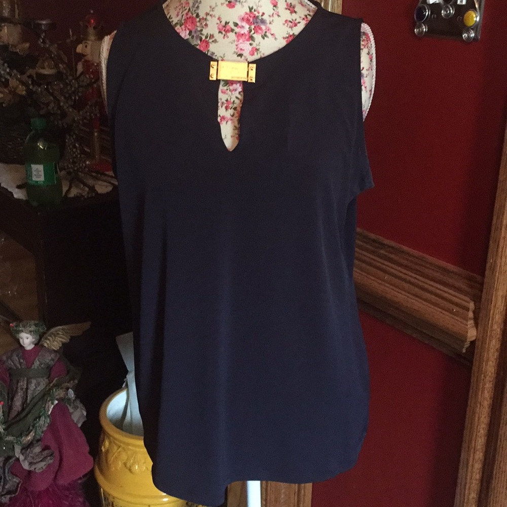 Michael Kors navy sleeveless top.